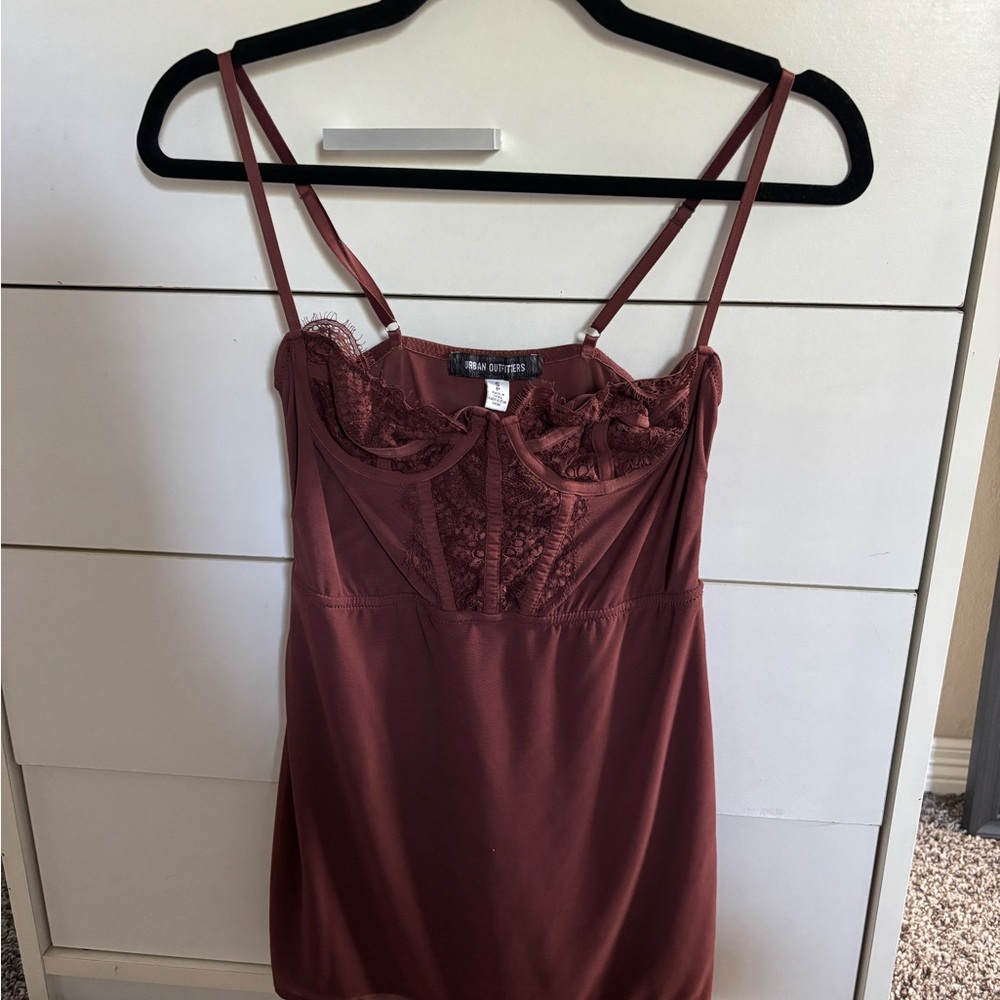 Urban Outfitters Burgundy Lace Mini Dress